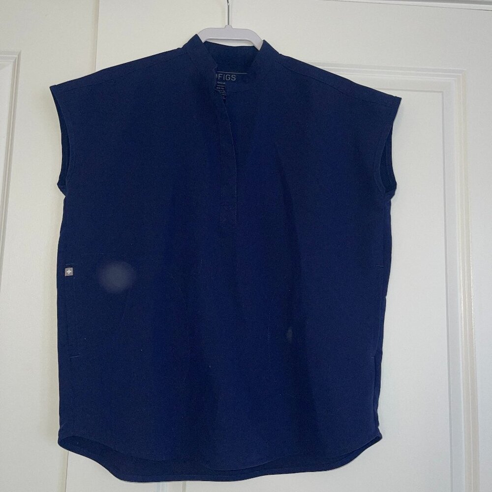 Figs Navy Blue Rafaela Top